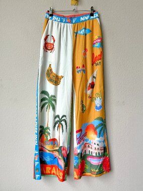 Tropical Paradise Resortwear Wide Leg Pants Size S
